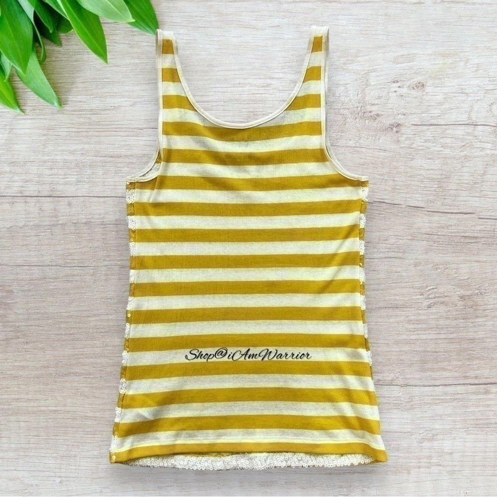 Old Navy marigold & white striped sequin tank top *shop@iamwarrior - Picture 6 of 11
